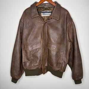 Vtg 90s Aéropostale Genuine Leather Bomber Jacket Grunge Flight